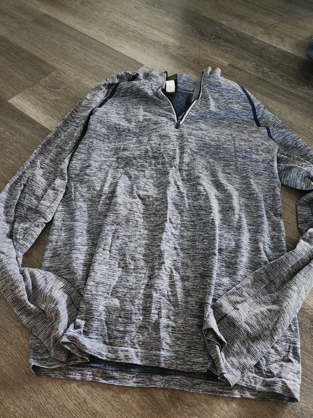 PINK Victoria's Secret Heathered Blue Quarter-Zip Hoodie Lightweight Pullover Lg